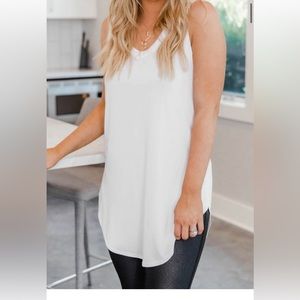 Pink Lily The June White Tank